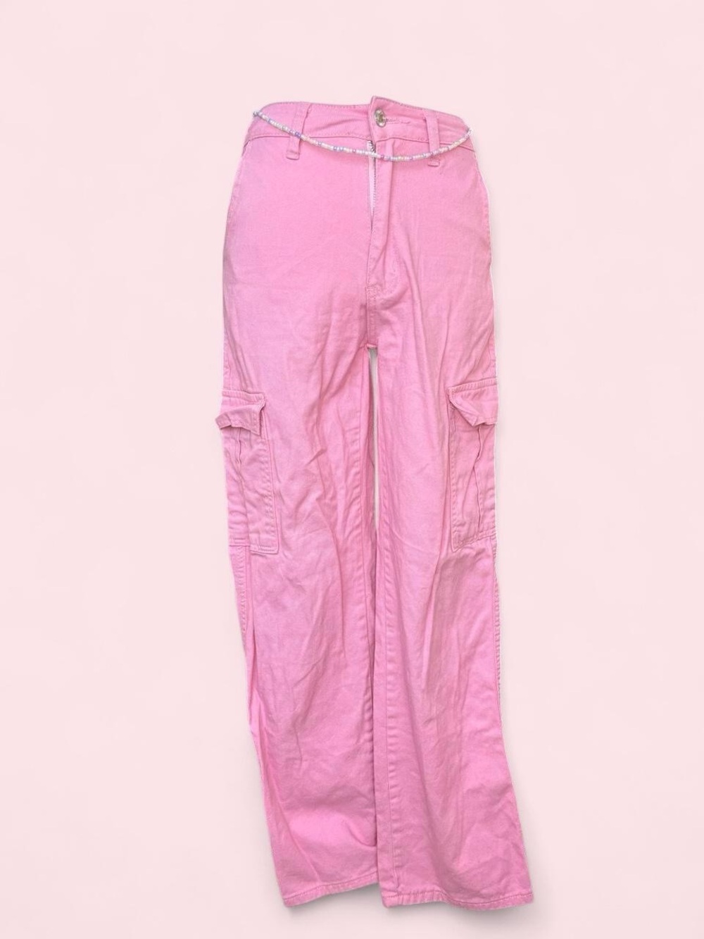 SHEIN Pink Wide-Leg Cargo Jeans